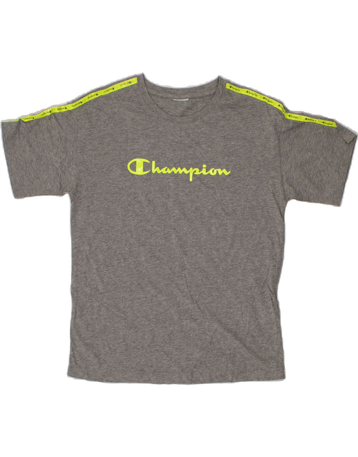 CHAMPION Womens Graphic T-Shirt Top UK 14 Medium Grey Cotton Vintage Champion and Second-Hand Champion from Messina Hembry 