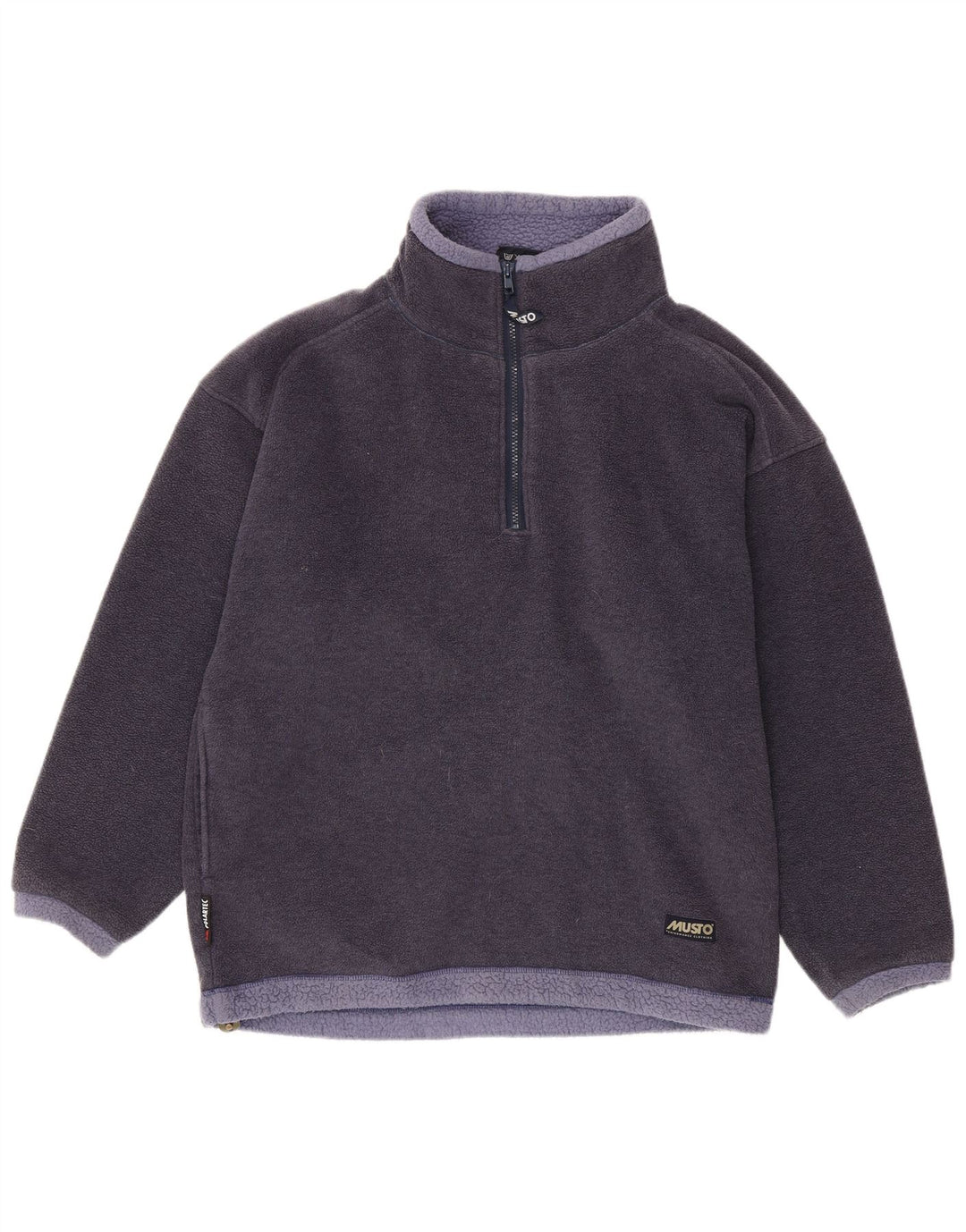 Musto Mens Zip Neck Fleece Jumper Medium Navy Blue Colourblock Polyester