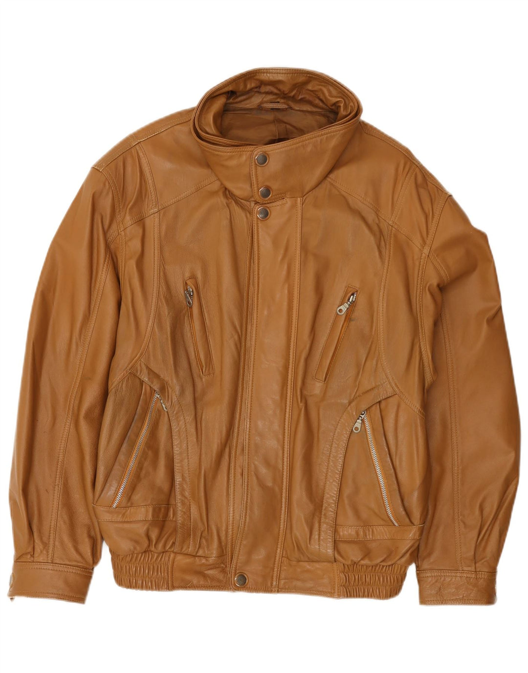 Vintage Mens Bomber Leather Jacket EU 50 Large Brown Leather