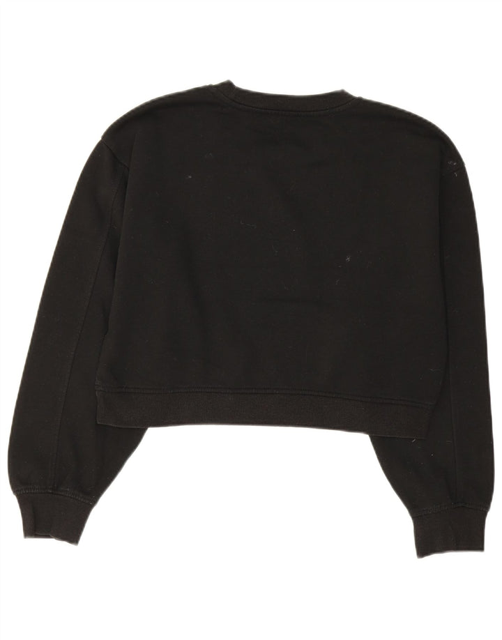 Zara Womens Crop Sweatshirt Jumper UK 10 Small Black Cotton