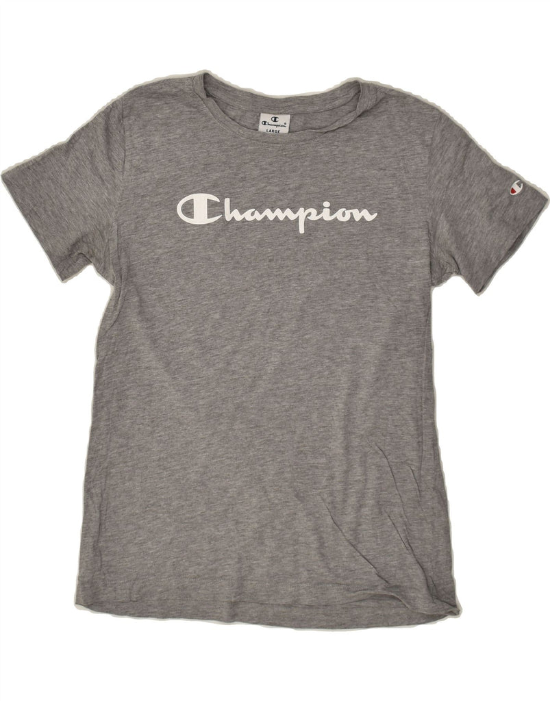 CHAMPION Girls Graphic T-Shirt Top 12-13 Years Large Grey | Vintage Champion | Thrift | Second-Hand Champion | Used Clothing | Messina Hembry 