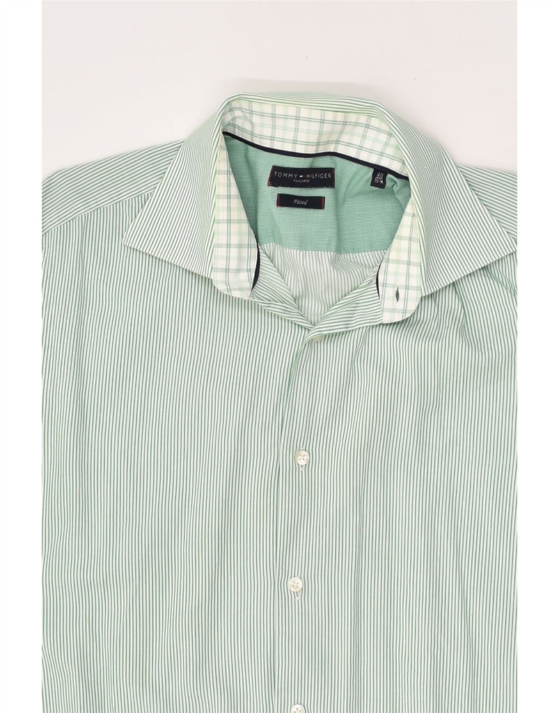 TOMMY HILFIGER Mens Tailored Fitted Shirt Size 40 15 1/2 Medium Green | Vintage Tommy Hilfiger | Thrift | Second-Hand Tommy Hilfiger | Used Clothing | Messina Hembry 