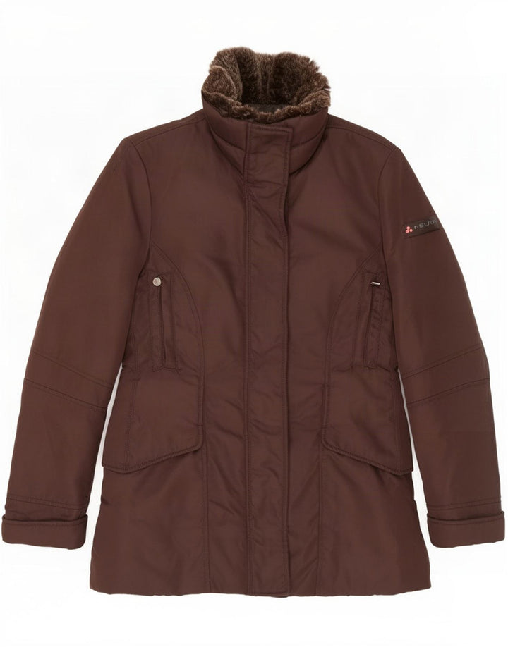 PEUTEREY Womens Padded Jacket UK 14 Large Brown Polyamide