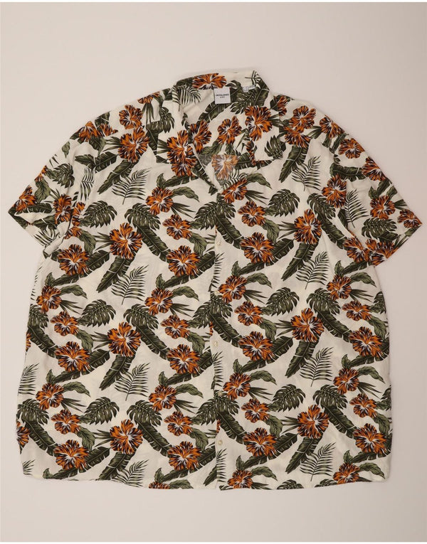 Jack & Jones Mens Hawaiian Short Sleeve Shirt 5XL White Floral Viscose