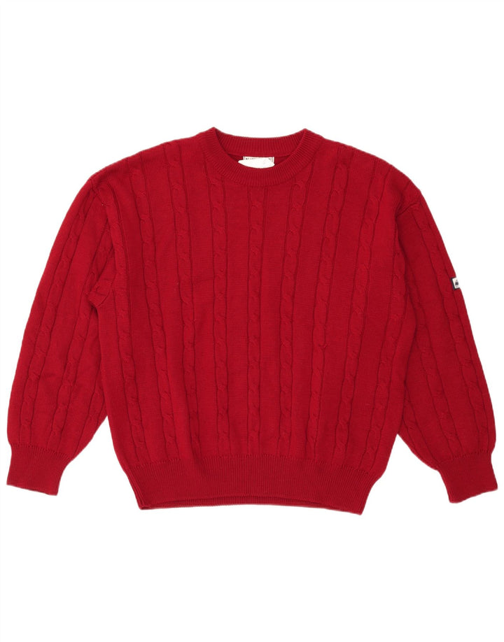 Navigare Mens Crew Neck Jumper Sweater Medium Burgundy Wool