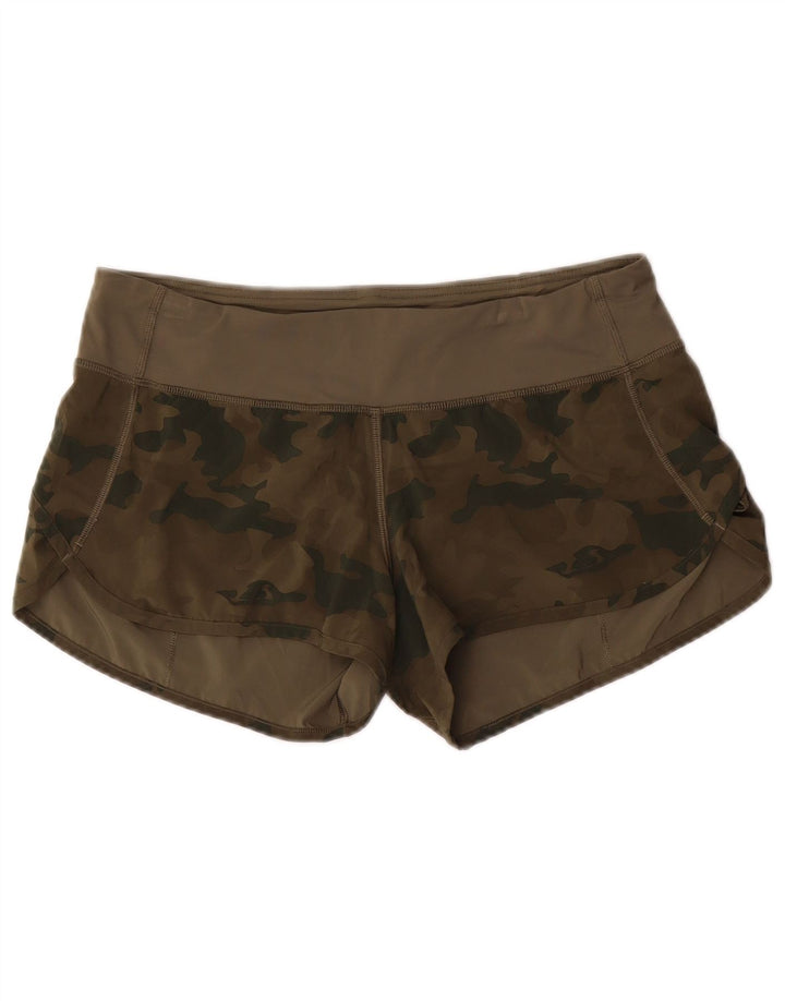 LULULEMON Womens Sport Shorts UK 8 Small Khaki Camouflage Polyester