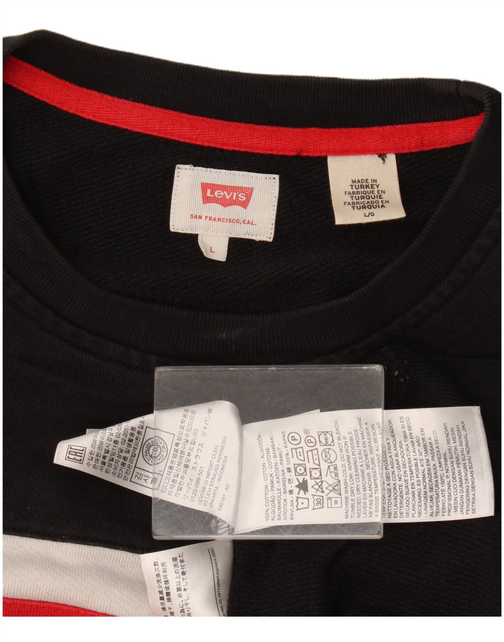 Levi's Mens Graphic Sweatshirt Jumper Large Black Colourblock Cotton