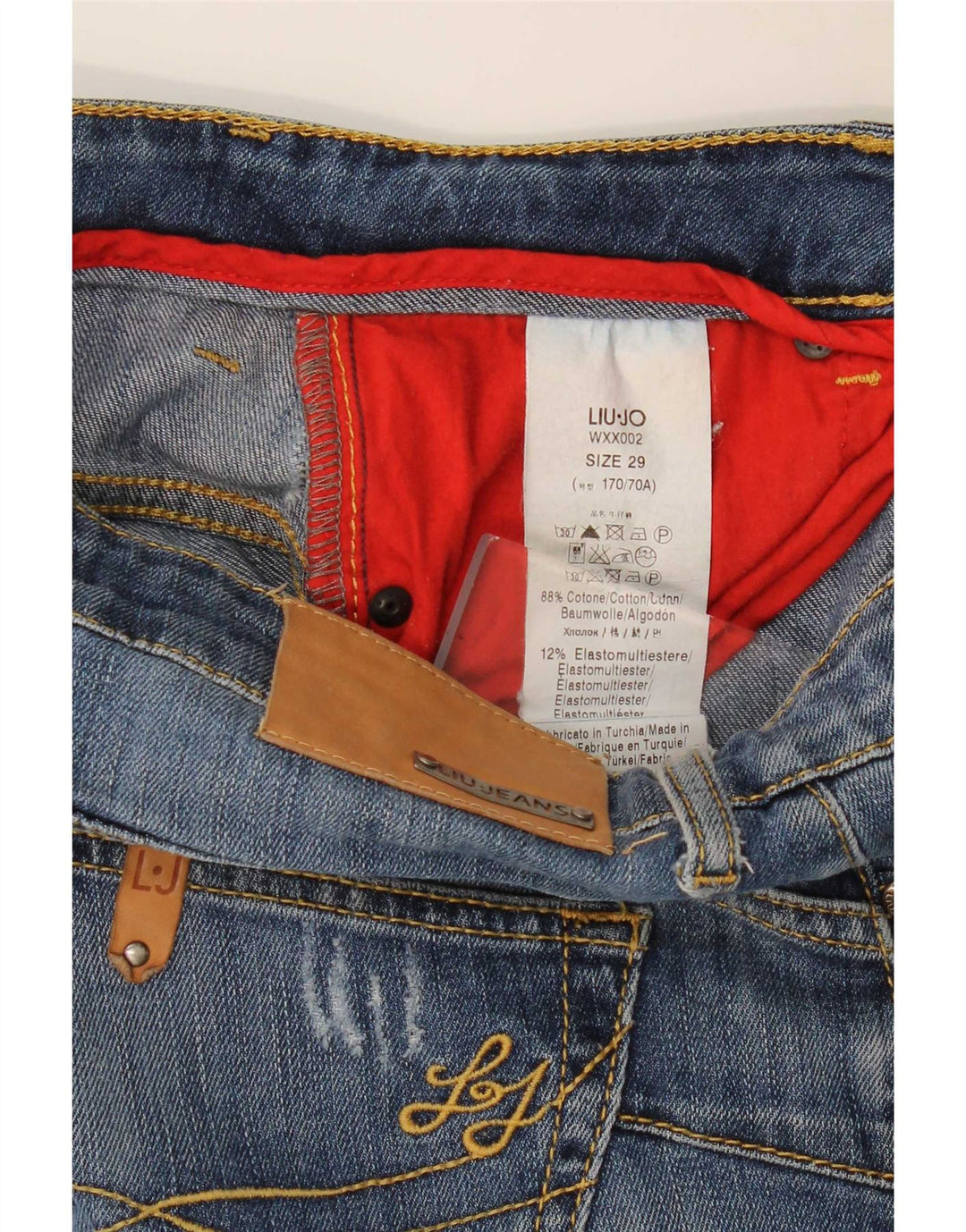 Liu Jo Womens Distressed Slim Jeans W29 L31 Blue Cotton