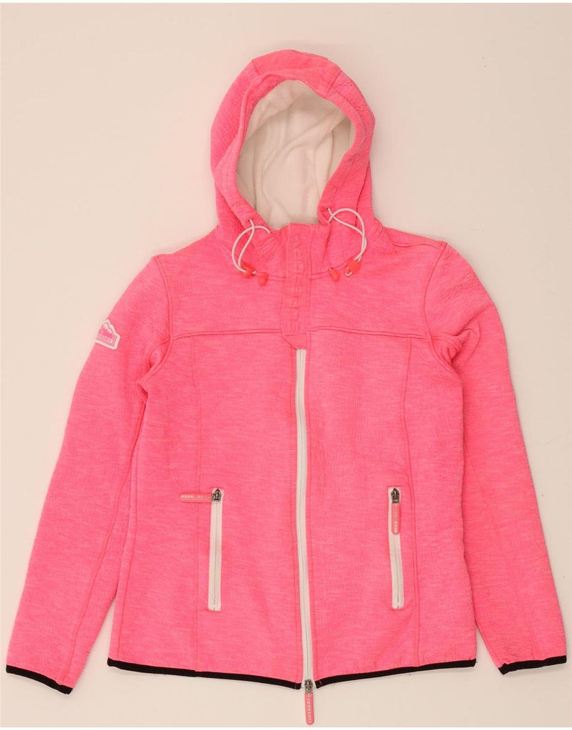 SUPERDRY Womens Windtrekker Hooded Bomber Jacket UK 12 Medium Pink Cotton Vintage Superdry and Second-Hand Superdry from Messina Hembry 