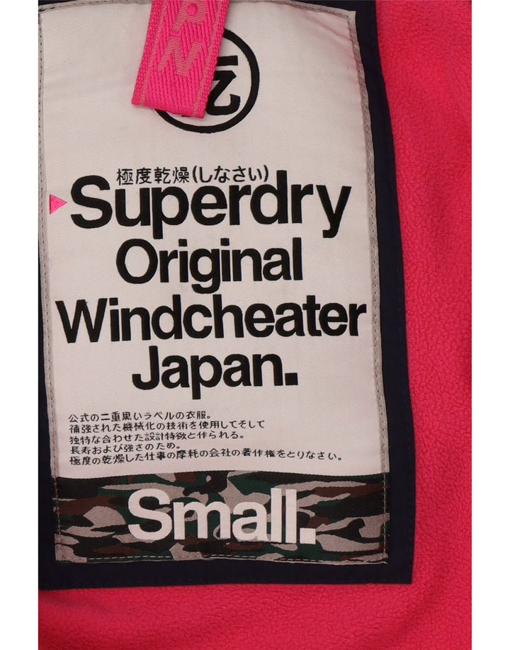 Superdry Womens Windcheater Hooded Windbreaker Jacket UK 10 Small Navy Blue