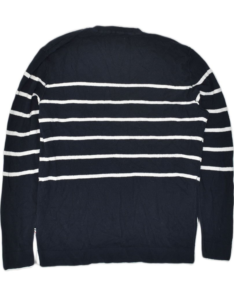 JACK & JONES Mens Crew Neck Jumper Sweater 2XL Navy Blue Striped Cotton | Vintage Jack & Jones | Thrift | Second-Hand Jack & Jones | Used Clothing | Messina Hembry 