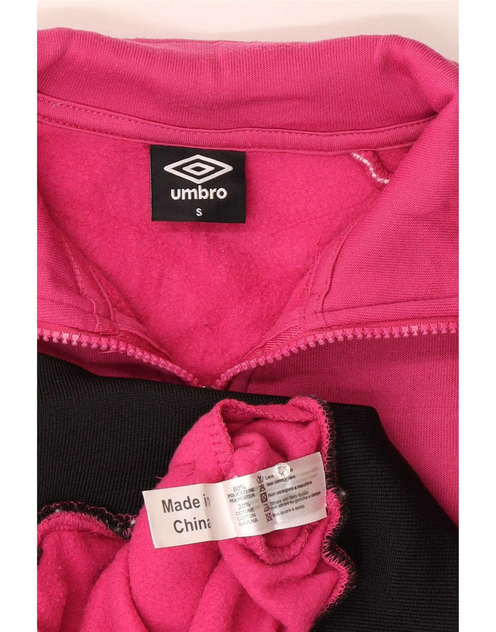 Umbro Womens Tracksuit Top Jacket UK 10 Small Pink Colourblock Polyester