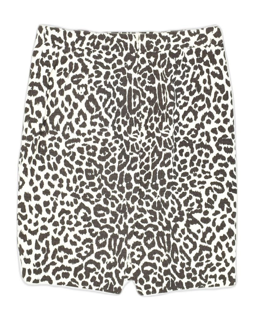 J. CREW Womens Pencil Skirt US 2 XS W30 Off White Animal Print Cotton | Vintage J. Crew | Thrift | Second-Hand J. Crew | Used Clothing | Messina Hembry 