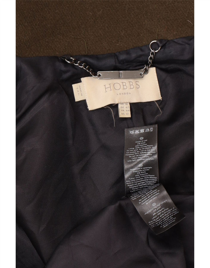 Hobbs Womens Overcoat UK 16 Large Khaki Wool