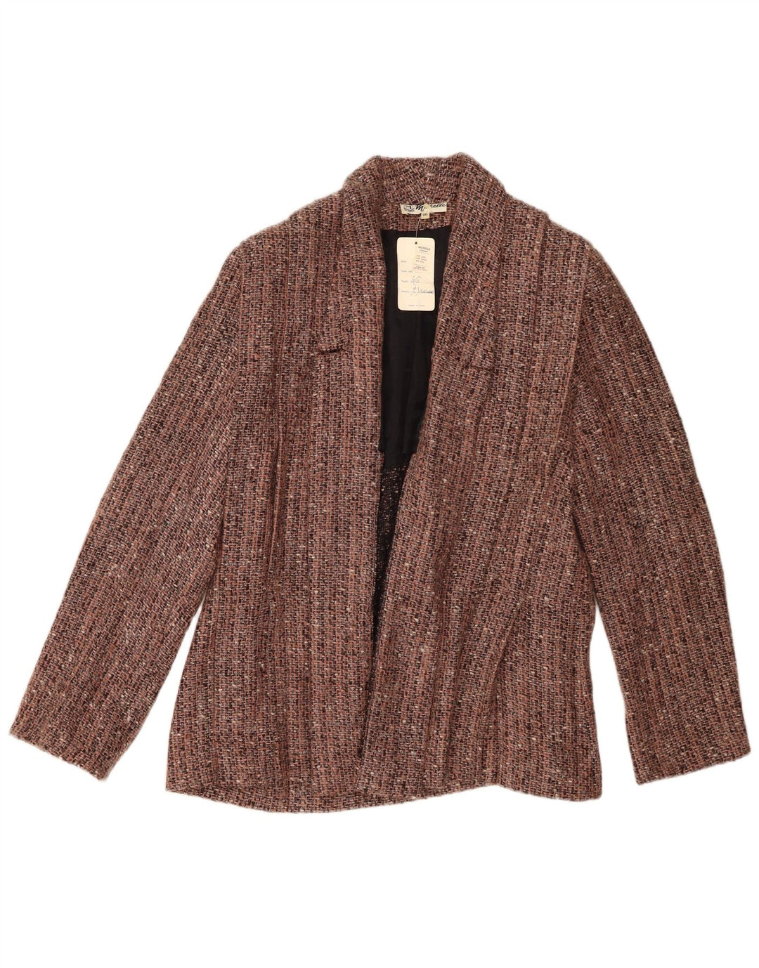 Michelle Womens Open Blazer Jacket IT 46 Large Brown Flecked Wool