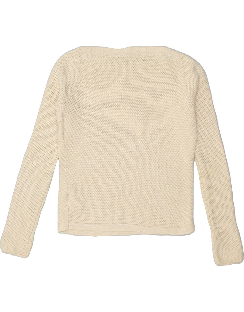 TOMMY HILFIGER Womens Boat Neck Jumper Sweater UK 10 Small Beige Cotton | Vintage Tommy Hilfiger | Thrift | Second-Hand Tommy Hilfiger | Used Clothing | Messina Hembry 