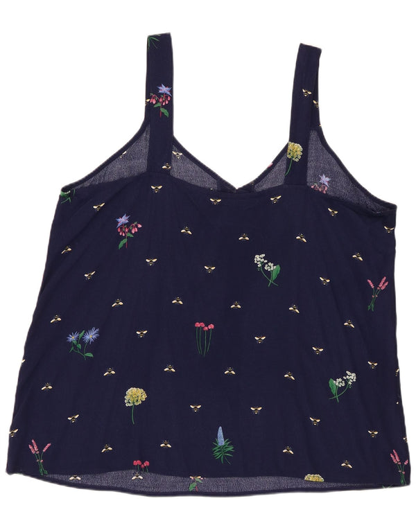 Joules Womens Abstract Pattern Cami Top UK 20 2XL Navy Blue Viscose