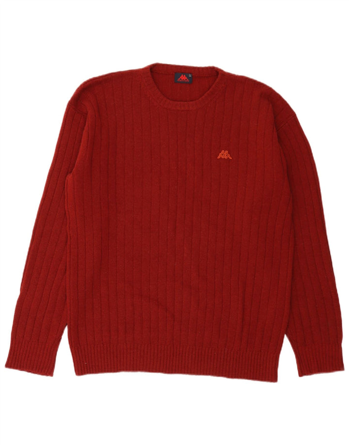 Kappa Mens Crew Neck Jumper Sweater Large Burgundy Wool