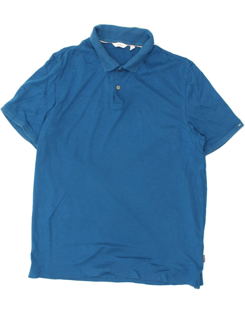 CALVIN KLEIN Mens Polo Shirt Medium Blue Cotton | Vintage Calvin Klein | Thrift | Second-Hand Calvin Klein | Used Clothing | Messina Hembry 