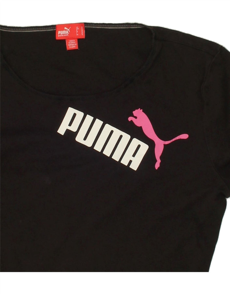 PUMA Womens Graphic Top Long Sleeve UK 12 Medium  Black | Vintage Puma | Thrift | Second-Hand Puma | Used Clothing | Messina Hembry 