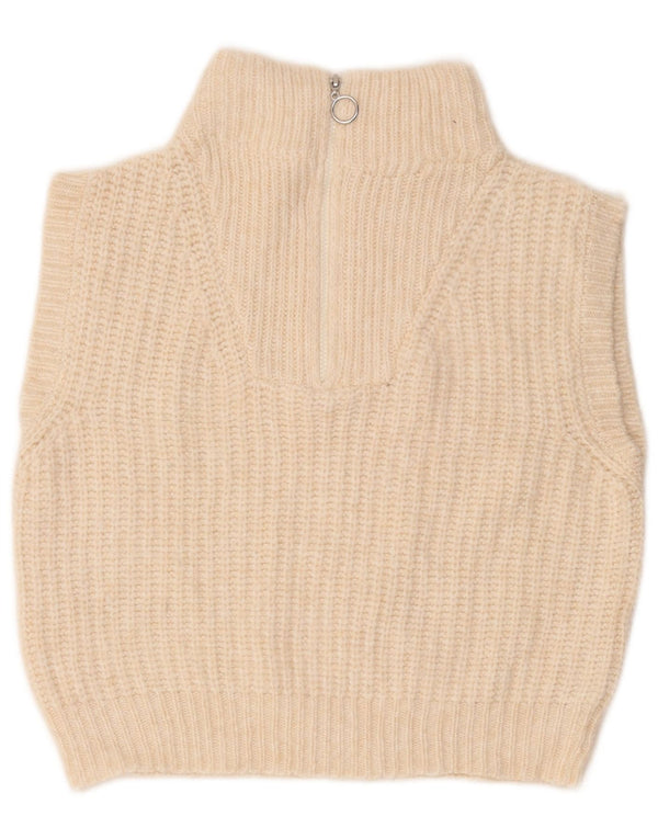 Marks & Spencer Girls Zip Neck Vest Tank Top 13-14 Years Off White Acrylic