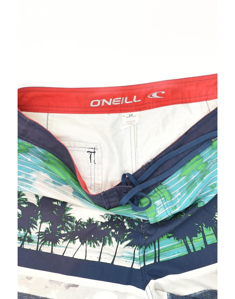 O'NEILL Mens Graphic Swimming Shorts XL Blue Striped Polyester | Vintage O'Neill | Thrift | Second-Hand O'Neill | Used Clothing | Messina Hembry 