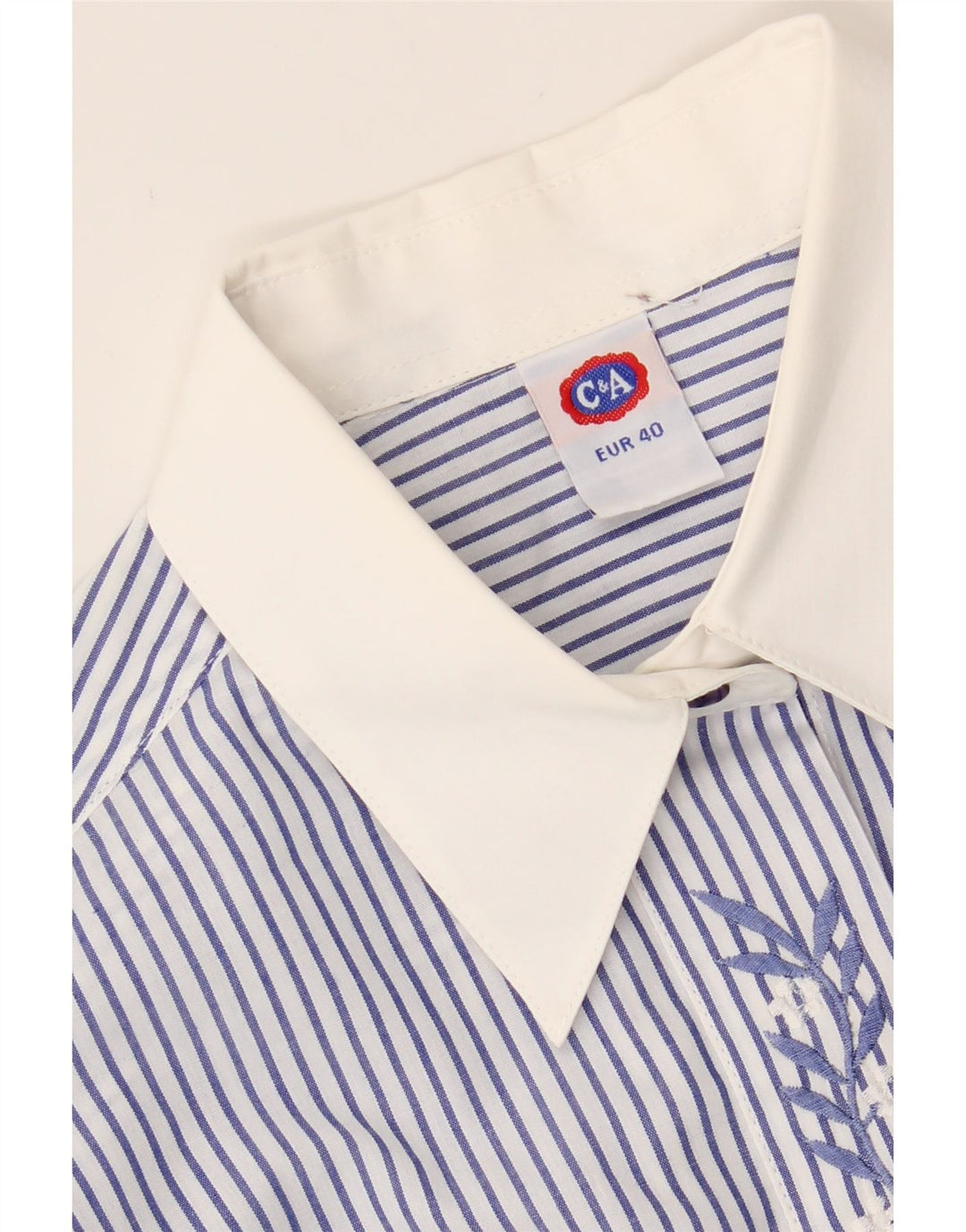 C&A Womens Shirt Size 40 Medium Blue Pinstripe Polyester Vintage C&A and Second-Hand C&A from Messina Hembry 