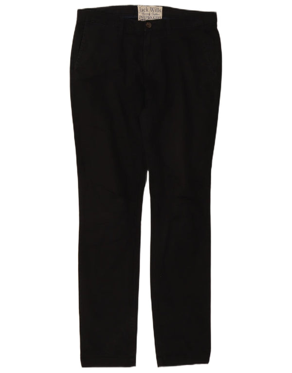 JACK WILLS Womens Slim Chino Trousers UK 10 Small W32 L31 Black Cotton