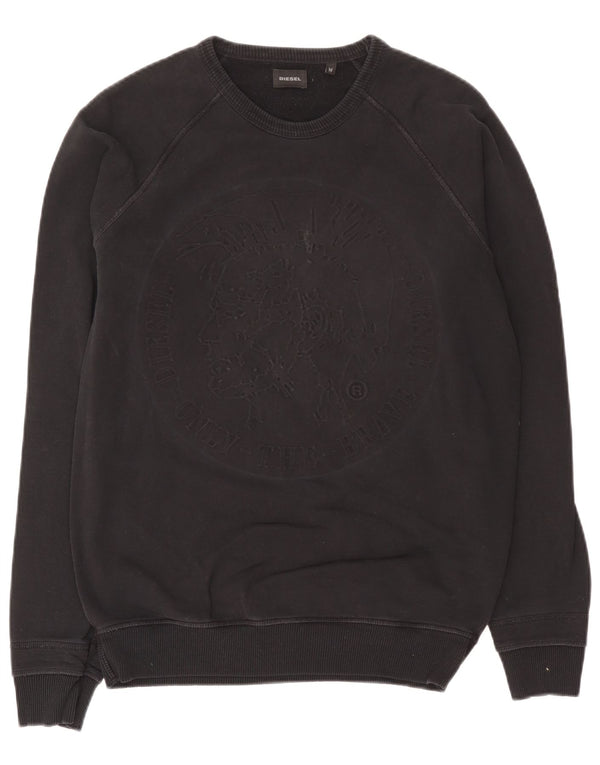 Diesel Mens Graphic Sweatshirt Jumper Medium Black Cotton