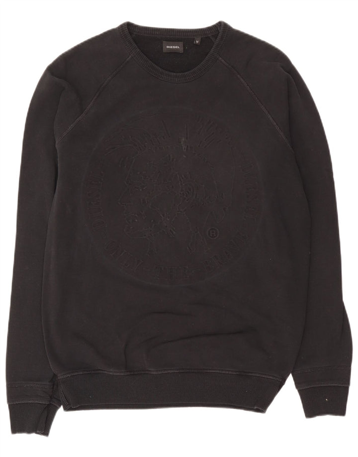 Diesel Mens Graphic Sweatshirt Jumper Medium Black Cotton