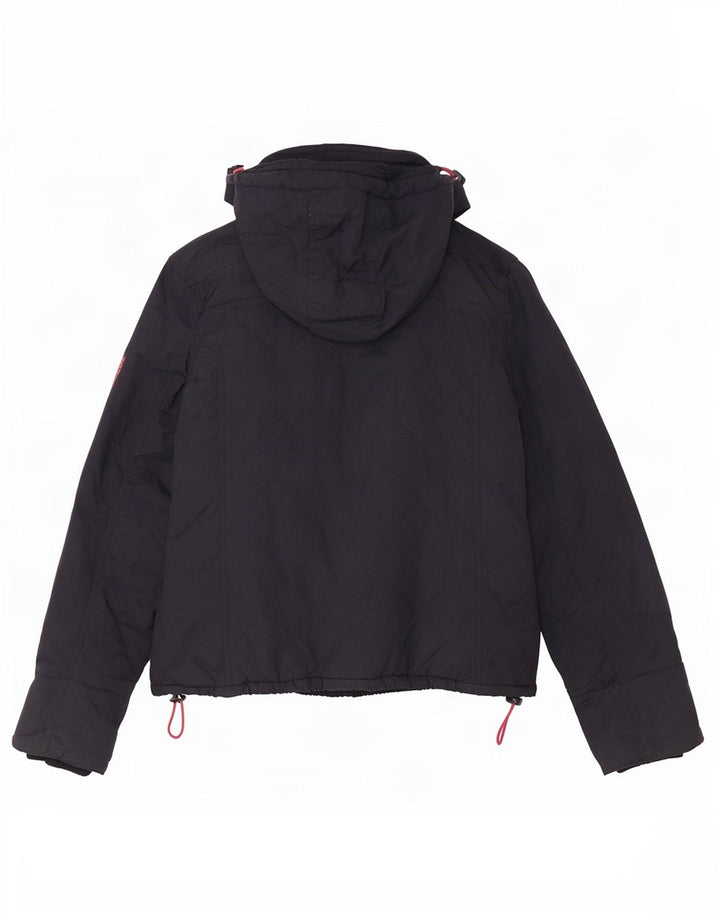Superdry Womens Windcheater Hooded Quilted Jacket UK 14 Large Navy Blue