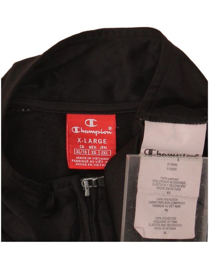 CHAMPION Mens Graphic Tracksuit Top Jacket XL Black Polyester