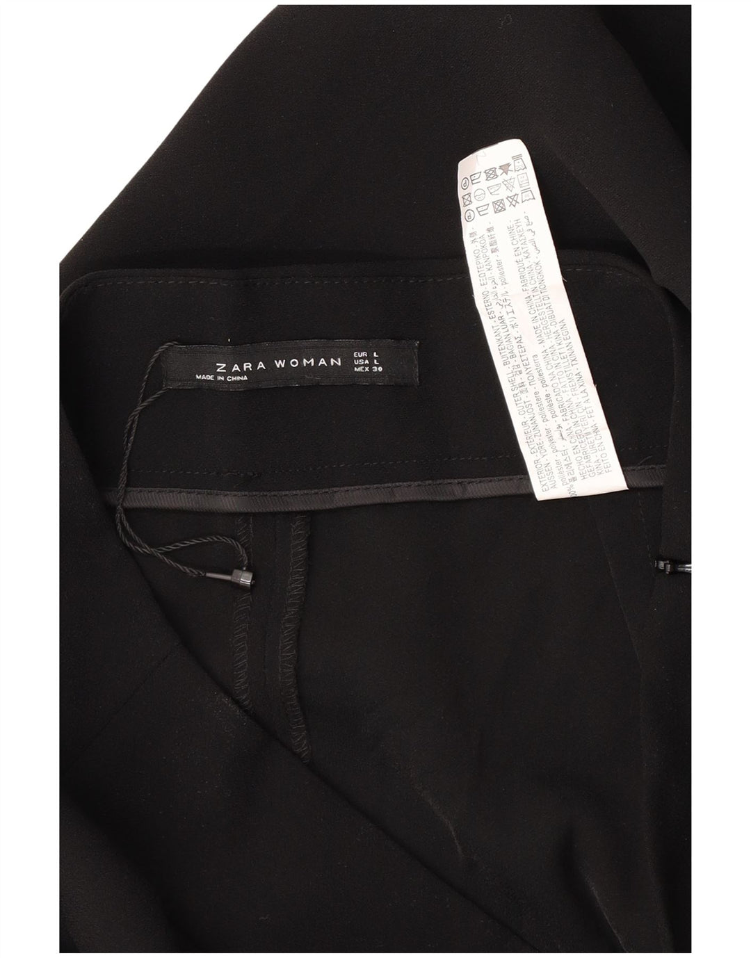 Zara Womens Cropped Trousers Large W30 L25 Black Polyester