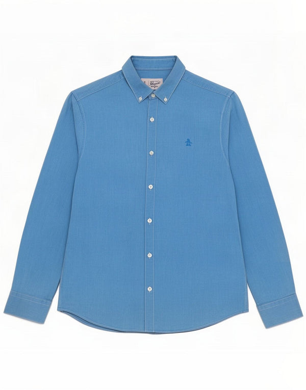 Penguin Mens Shirt Medium Blue Cotton