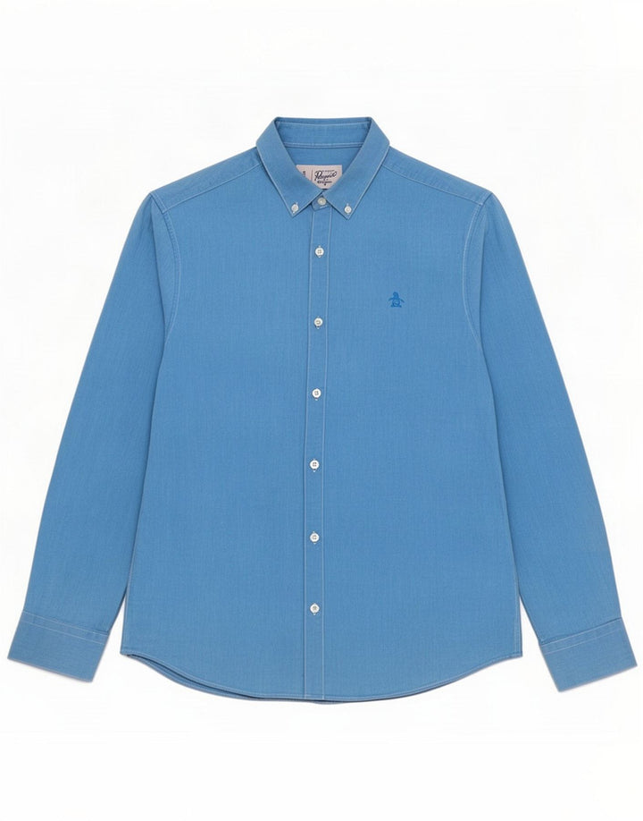 Penguin Mens Shirt Medium Blue Cotton