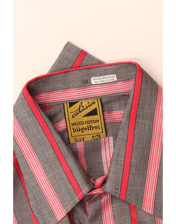 Bugelfrei Mens Shirt Size 40 Medium Grey Striped Cotton
