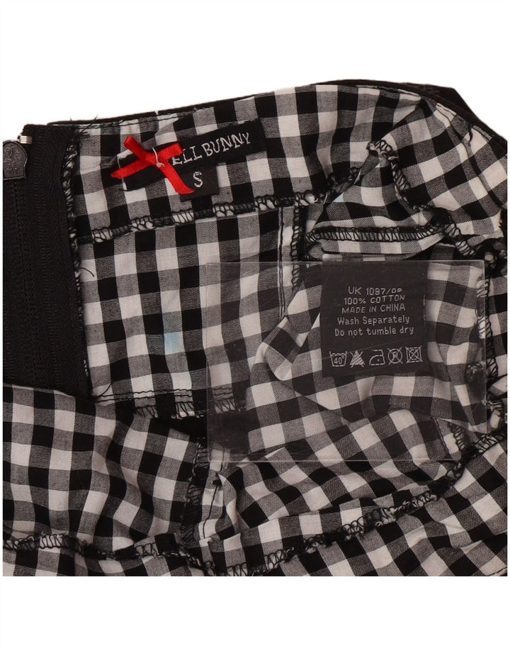 HELL BUNNY Womens Halter Dress UK 8 Small Black Gingham Cotton