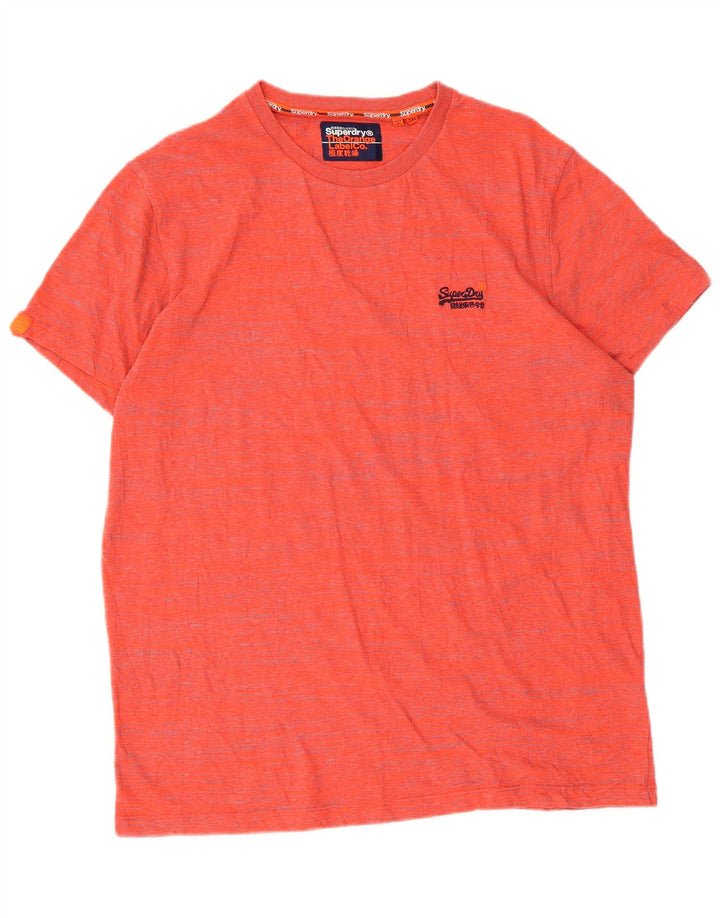 Superdry Mens T-Shirt Top 2XL Orange Flecked Cotton