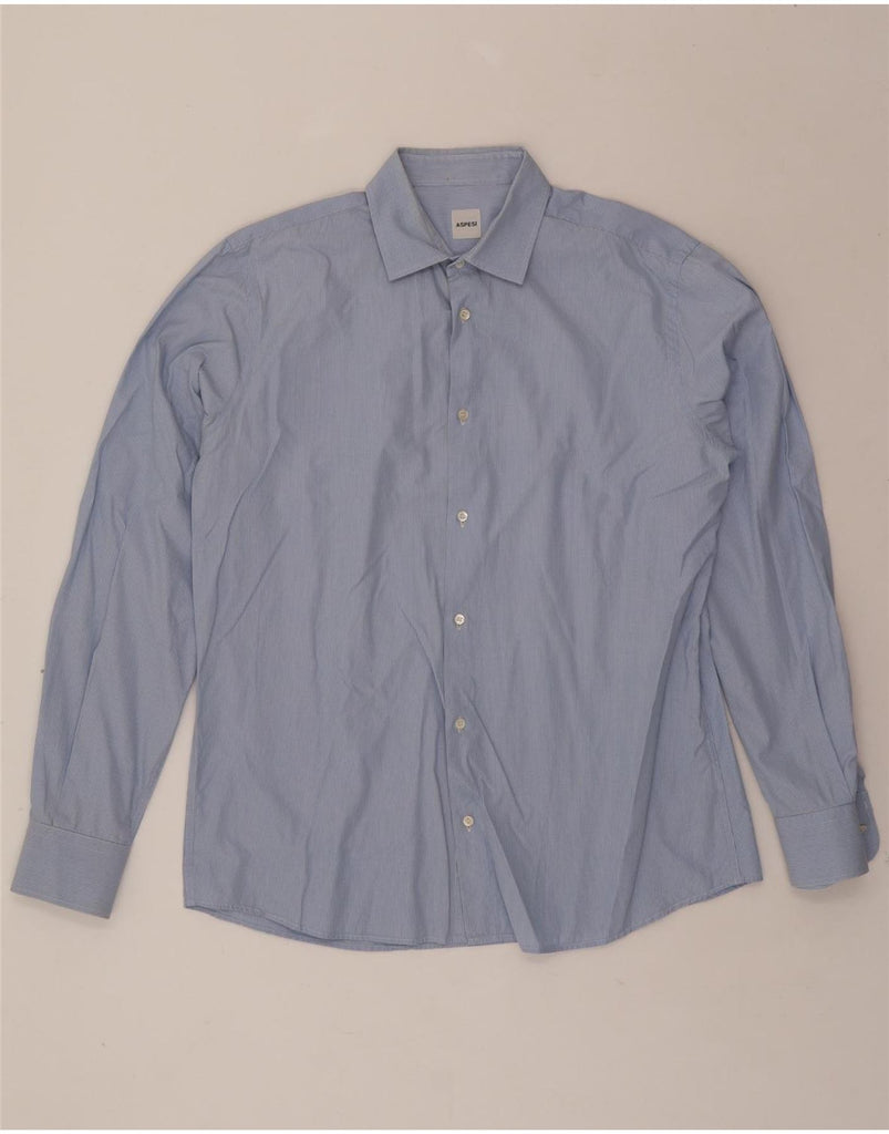 ASPESI Mens Shirt Size 17 43 XL Blue Striped Cotton Vintage Aspesi and Second-Hand Aspesi from Messina Hembry 