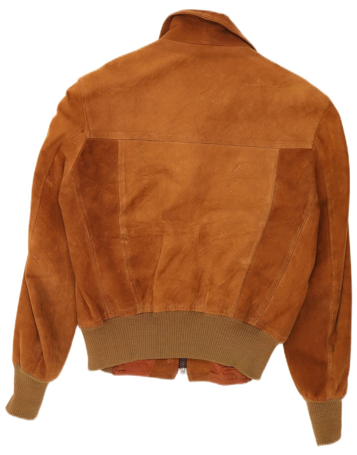 Vintage Mens Suede Bomber Jacket UK 38 Medium Brown