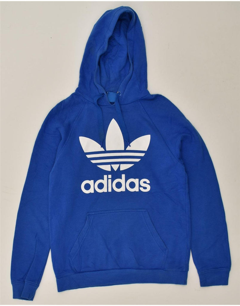 ADIDAS Mens Graphic Hoodie Jumper Small Blue Cotton | Vintage Adidas | Thrift | Second-Hand Adidas | Used Clothing | Messina Hembry 