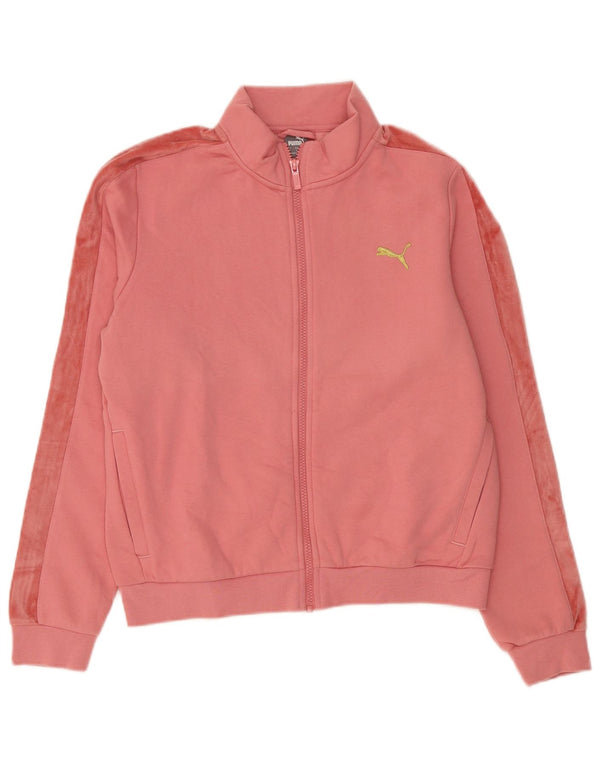 Puma Womens Graphic Tracksuit Top Jacket UK 16 Large Pink Cotton