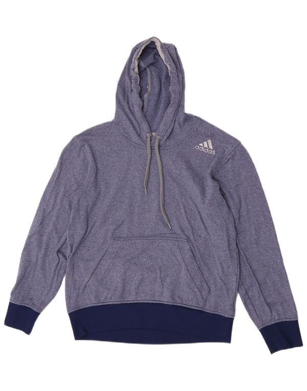 Adidas Womens Hoodie Jumper UK 14 Medium Blue Flecked Polyester