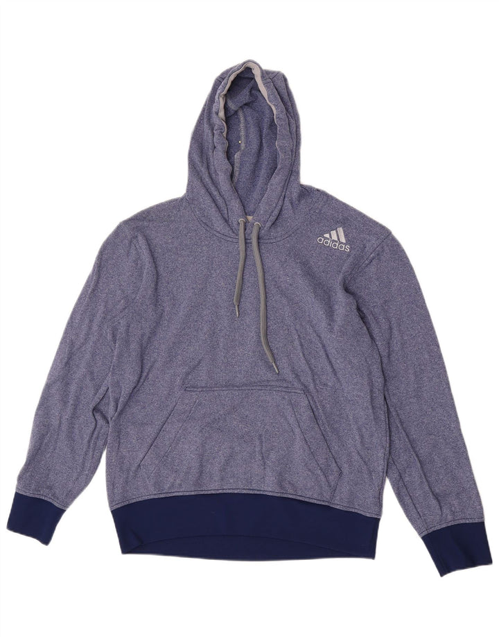 Adidas Womens Hoodie Jumper UK 14 Medium Blue Flecked Polyester