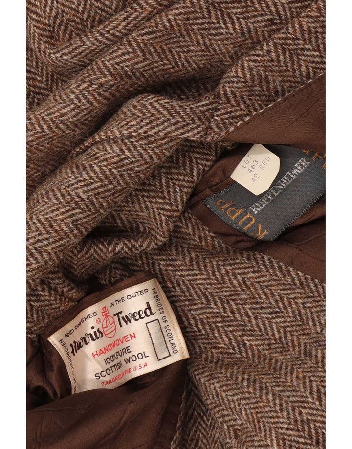 Harris Tweed Mens Regular Fit Blazer Jacket UK 42 Large Brown Herringbone