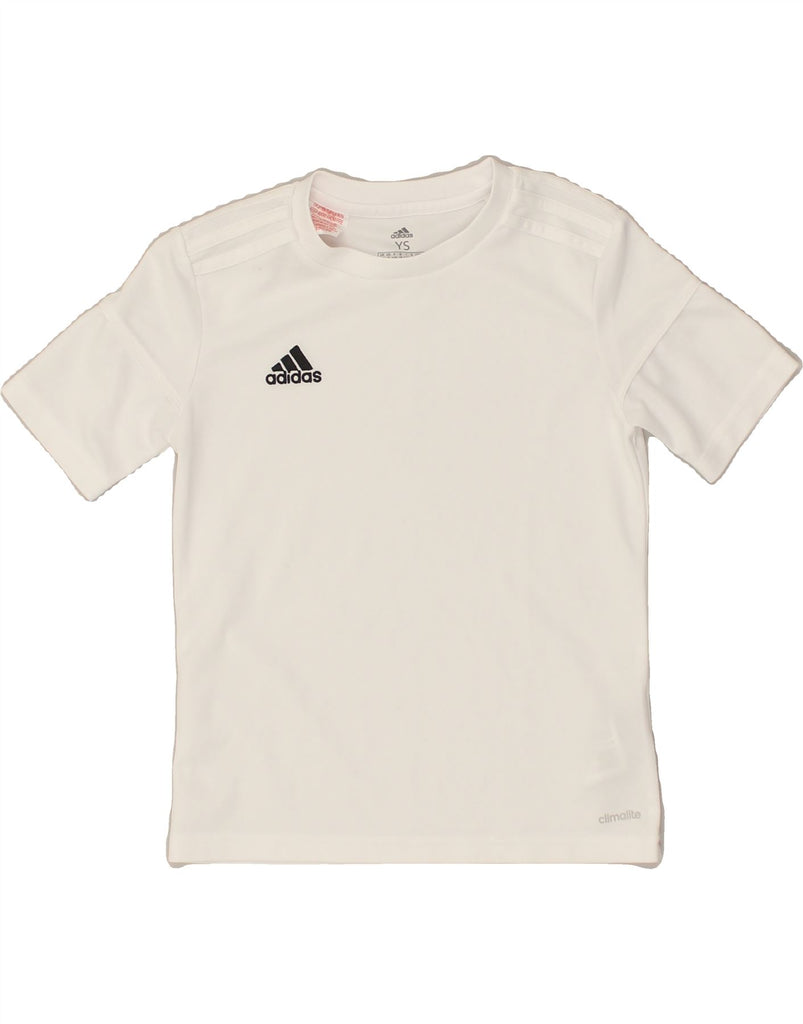 ADIDAS Boys Climalite T-Shirt Top 9-10 Years Small White Polyester | Vintage Adidas | Thrift | Second-Hand Adidas | Used Clothing | Messina Hembry 