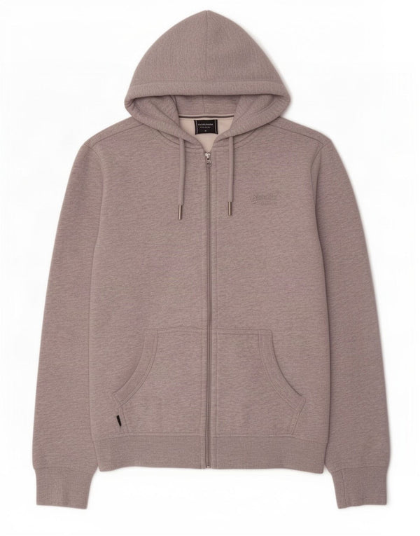 Superdry Mens Zip Hoodie Sweater Small Grey Cotton