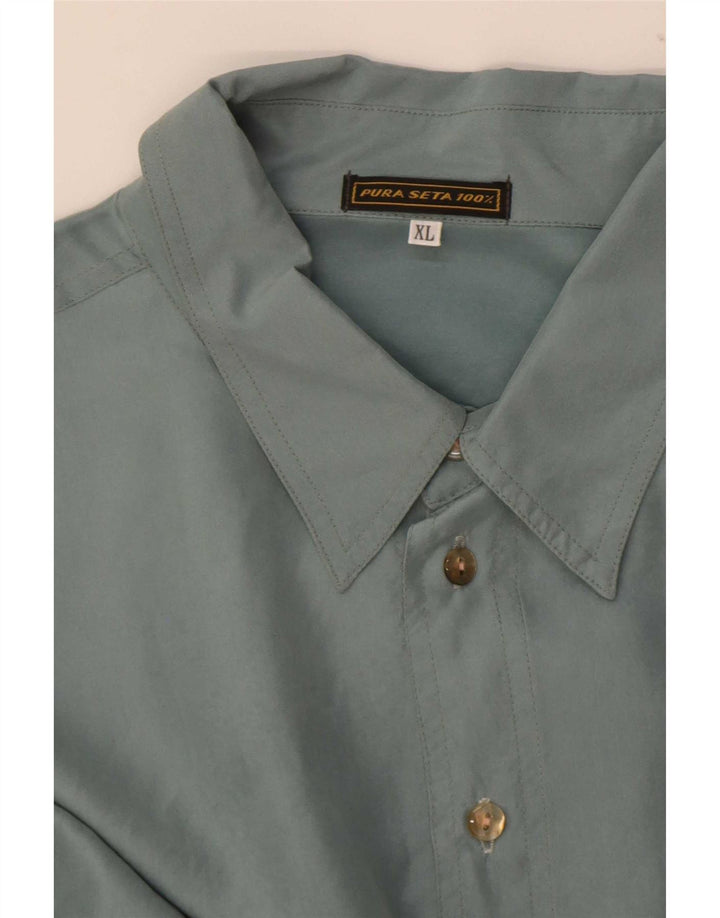 Vintage Mens Shirt XL Green Silk