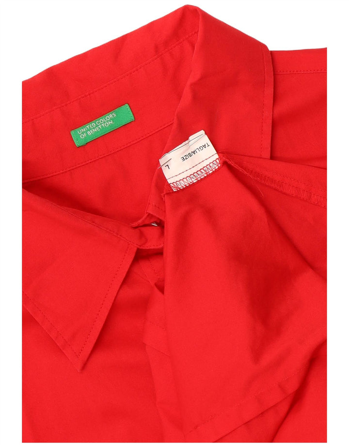 Benetton Womens Short Sleeve Shirt UK 16 Large Red
