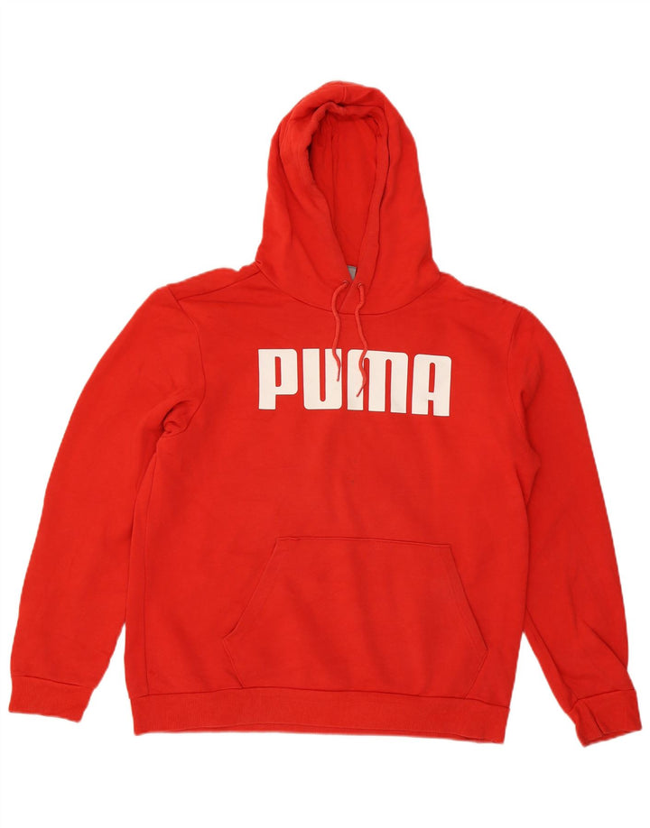 PUMA Mens Graphic Hoodie Jumper Medium Red Cotton